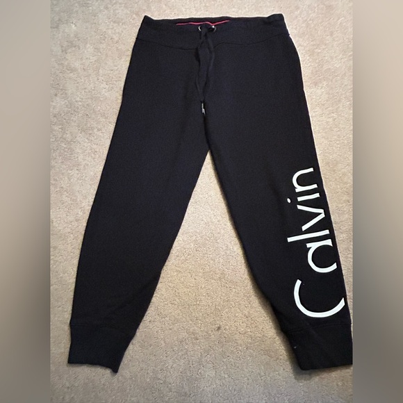 Calvin Klein Pants - Calvin Klein Black Track Pants with White Logo